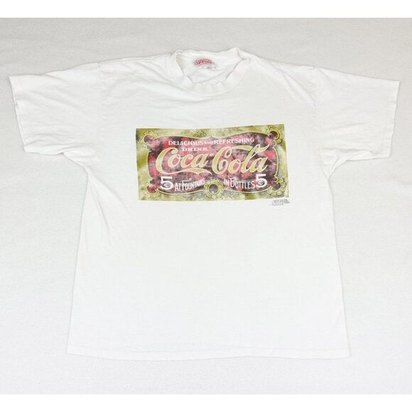 Vintage 1994 Coca Cola T-Shirt White Soda Pop Single Stitch - Picture 1 of 9
